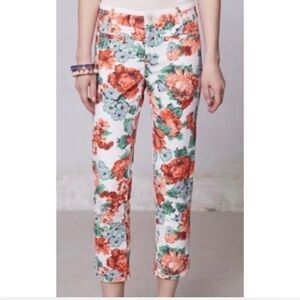 Cartonnier by Anthropologie Floral Cropped Charlie Ankle Pants Size 10